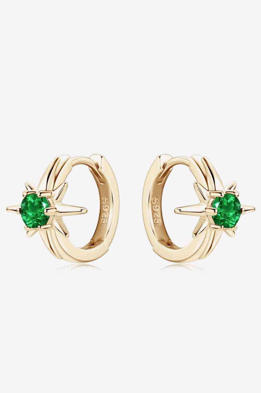 Lab-Grown Emerald Huggie Earrings - Trendsi - Flyclothing LLC