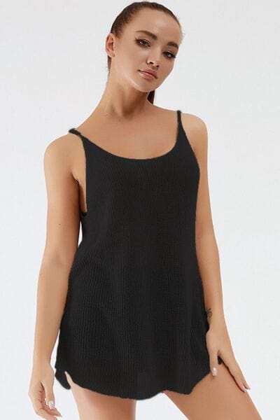 Scoop Neck Spaghetti Strap Knit Cami - Trendsi - Flyclothing LLC