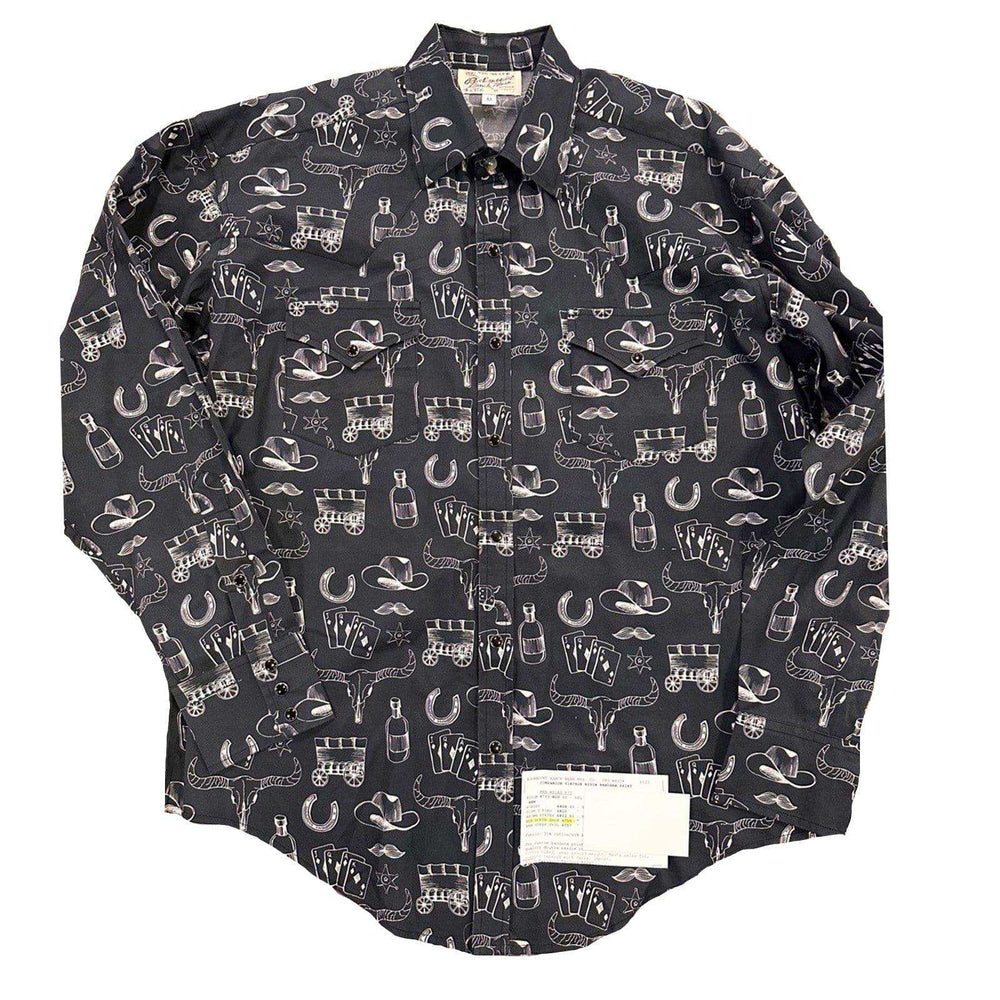 Rockmount Clothing Men's Vintage Black Hat & Horse Shoe Card Western Print - Rockmount Clothing - Flyclothing LLC