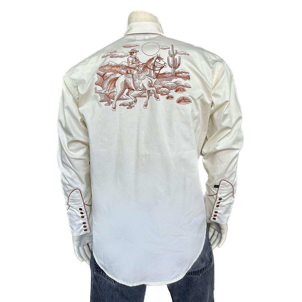 Rockmount Clothing Men's Ivory Vintage Rider Western Embroidery - Rockmount Clothing - Flyclothing LLC