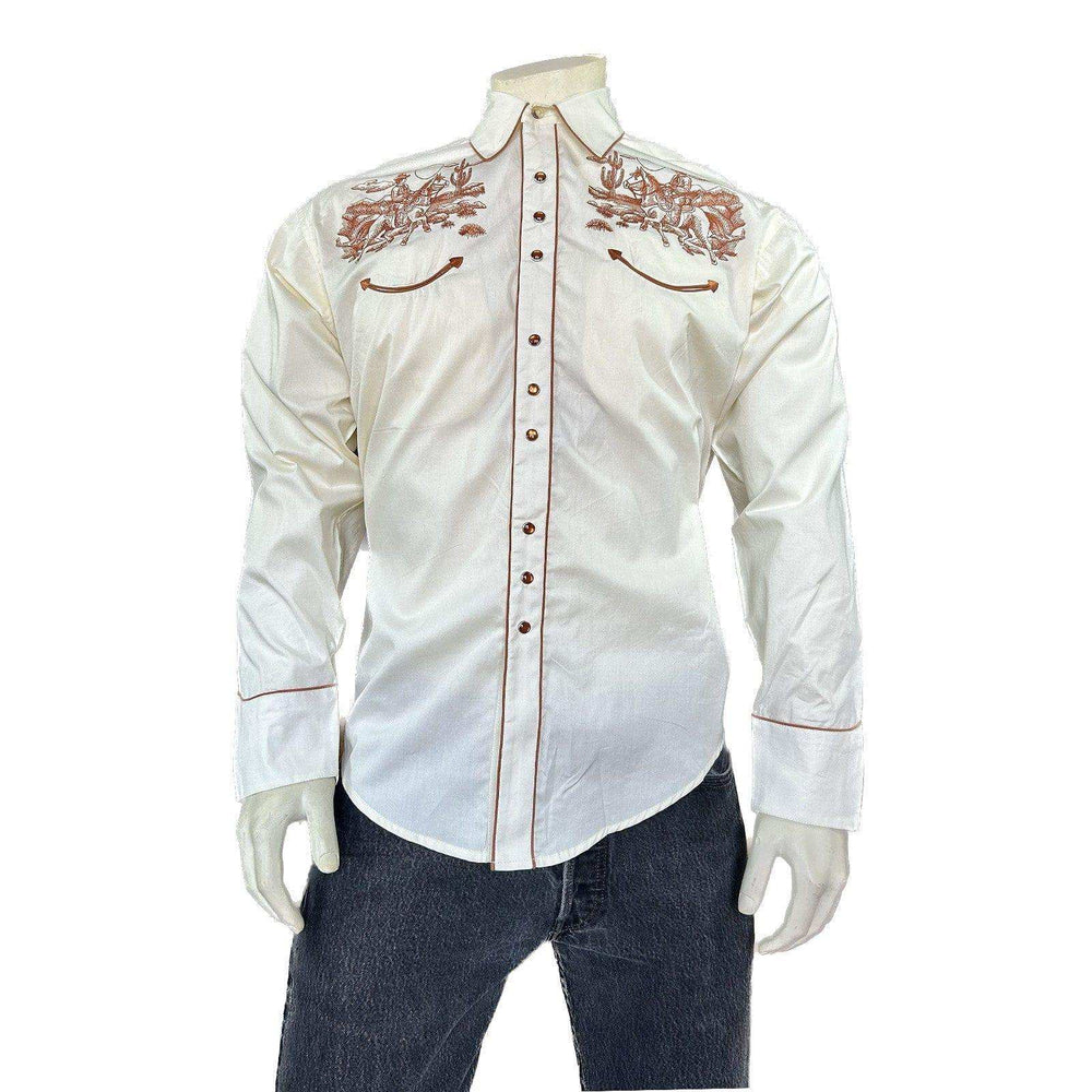 Rockmount Clothing Men's Ivory Vintage Rider Western Embroidery - Rockmount Clothing - Flyclothing LLC