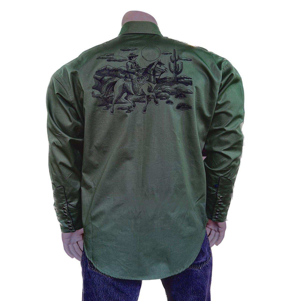 Rockmount Clothing Men's Green Vintage Rider Western Embroidery - Rockmount Clothing - Flyclothing LLC