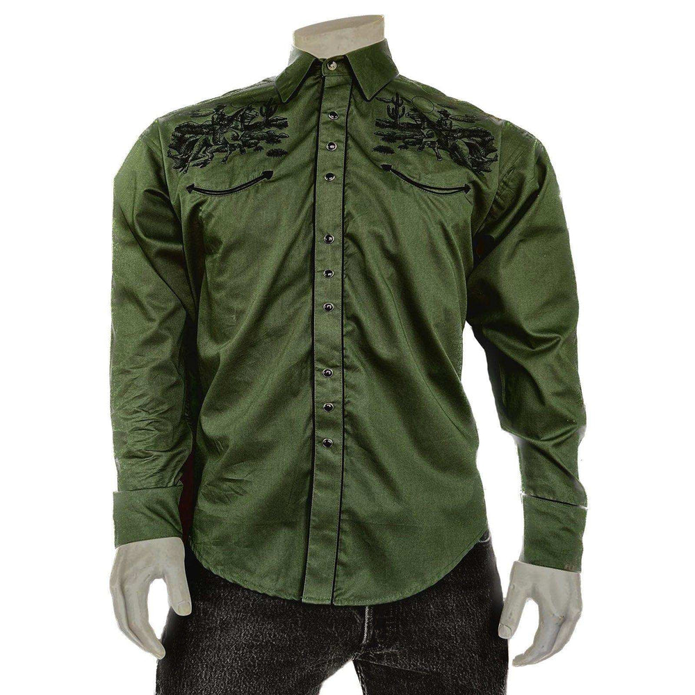 Rockmount Clothing Men's Green Vintage Rider Western Embroidery - Rockmount Clothing - Flyclothing LLC