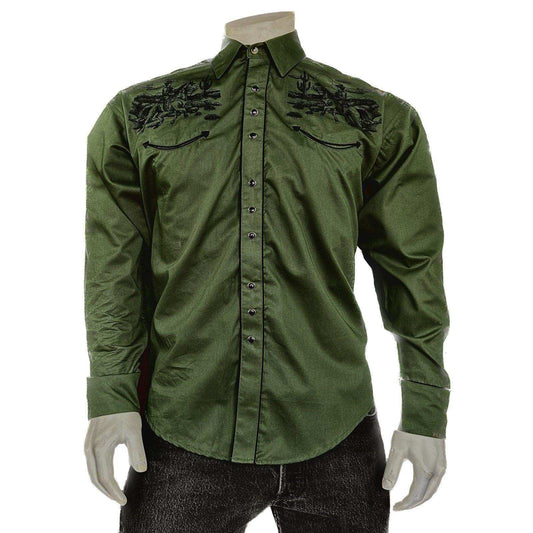 Rockmount Clothing Men's Green Vintage Rider Western Embroidery - Rockmount Clothing - Flyclothing LLC
