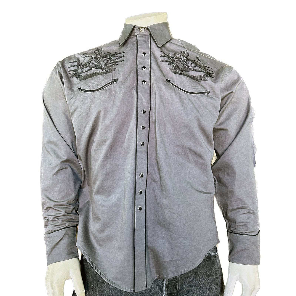 Rockmount Clothing Men's Grey Vintage Bull Rider Embroidery - Rockmount Clothing - Flyclothing LLC