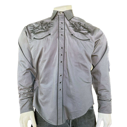 Rockmount Clothing Men's Grey Vintage Bull Rider Embroidery - Rockmount Clothing - Flyclothing LLC