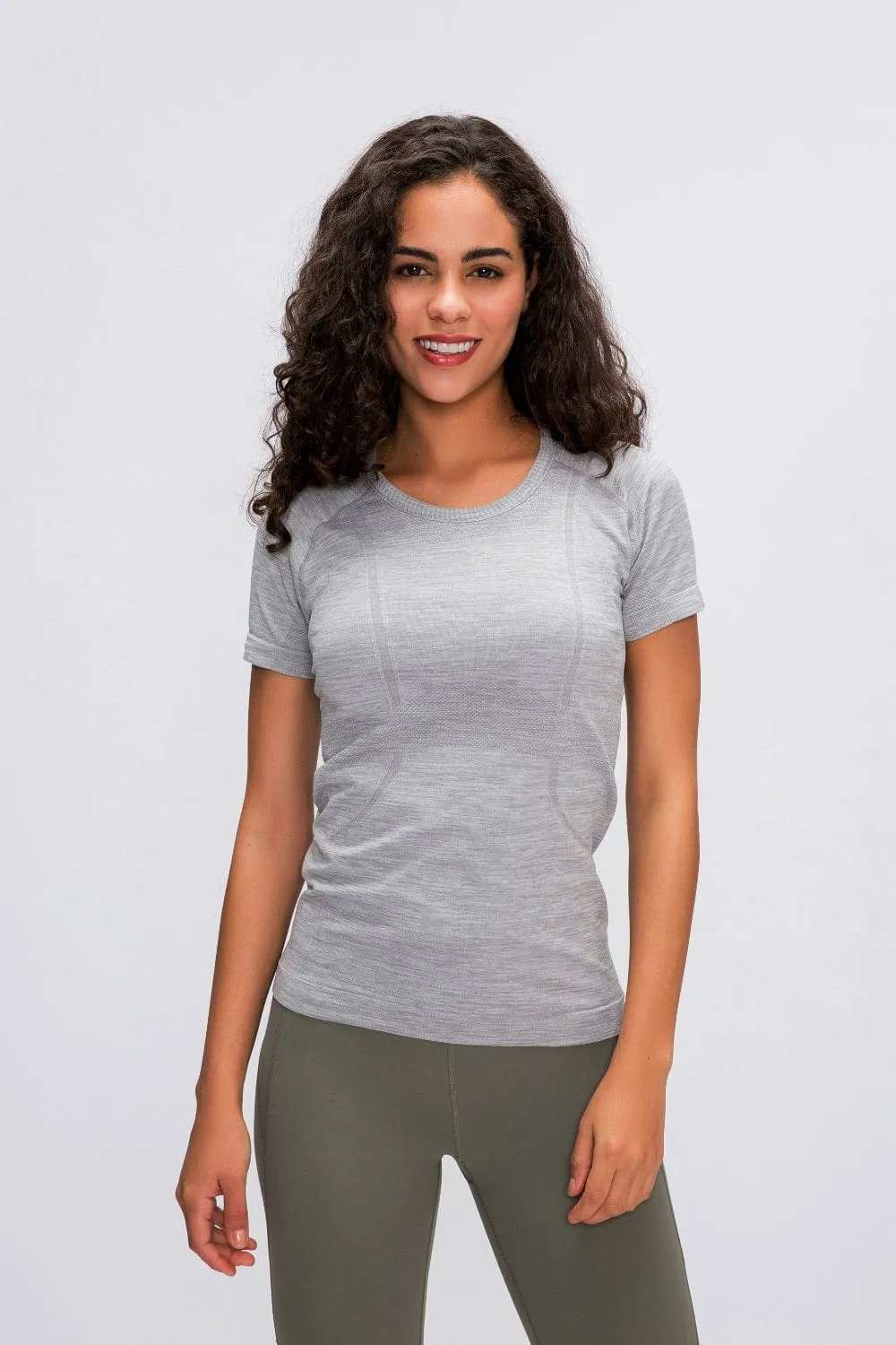 Round Neck Short Sleeve Active T-Shirt - Trendsi - Flyclothing LLC