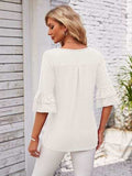 Ruffled Suqare Neck Half Sleeve Blouse - Trendsi - Flyclothing LLC