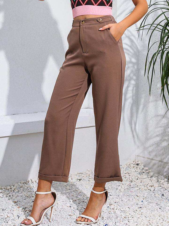 Cropped Straight Leg Pants - Trendsi - Flyclothing LLC