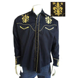 Men's Fleur-de-Lis Embroidered Black Western Shirt - Rockmount Clothing - Flyclothing LLC