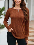 Texture Round Neck Long Sleeve Knit Top - Trendsi - Flyclothing LLC