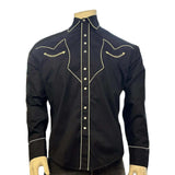 Rockmount Clothing Men's Vintage Solid Black Western Shirt with Lightning Piping - Rockmount Clothing - Flyclothing LLC