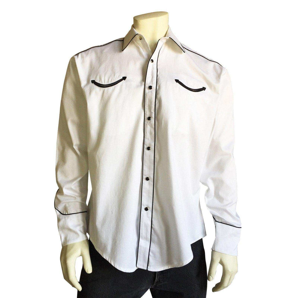 Men's Signature Solid White Western Shirt with Smile Pockets - Rockmount Clothing - Flyclothing LLC