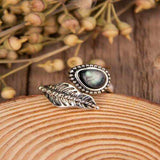 Alloy Moonstone Leaf Bypass Ring - Trendsi - Flyclothing LLC