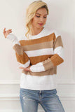 Striped Round Neck Long Sleeve Knit Top - Trendsi - Flyclothing LLC
