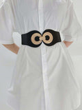 Alloy Buckle Elastic PU Belt - Trendsi - Flyclothing LLC