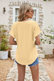 Full Size Round Neck Eyelet Short Sleeve Top - Trendsi - Flyclothing LLC