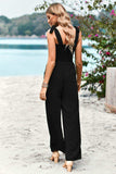 Frill Trim Tie Shoulder Wide Leg Jumpsuit with Pockets - Trendsi - Flyclothing LLC