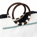 Firehose Wood Handled White Bag - Beaurer Creations - Flyclothing LLC