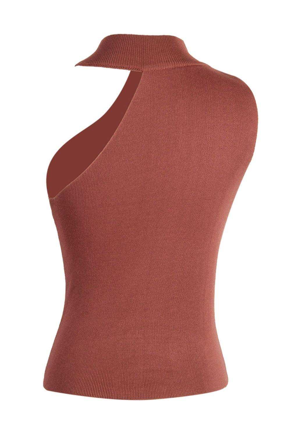 Asymmetrical Sleeveless Rib-Knit Top - Trendsi - Flyclothing LLC