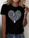 Heart Round Neck Short Sleeve T-Shirt - Trendsi - Flyclothing LLC