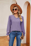 V-Neck Flounce Sleeve Blouse - Trendsi - Flyclothing LLC