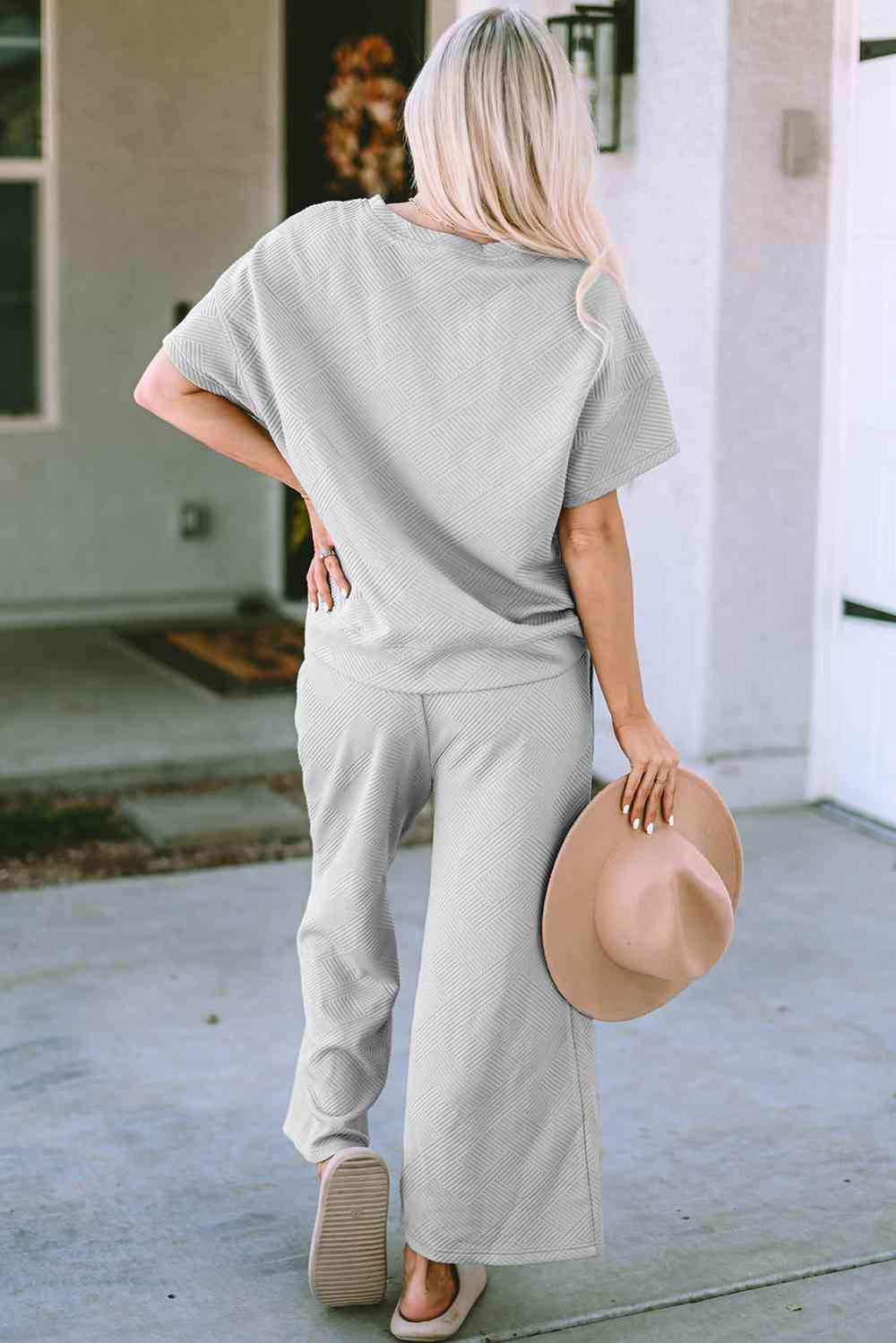 Short Sleeve Top and Pants Set - Trendsi - Flyclothing LLC