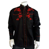 Men’s Vintage Skull & Roses Chain Stitch Embroidery Western Shirt - Rockmount Clothing - Flyclothing LLC