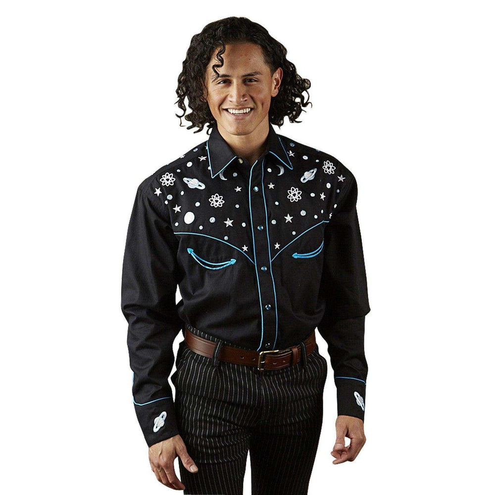 Men's Out of This World Embroidered Black Western Shirt - Rockmount Clothing - Flyclothing LLC