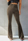 Ribbed High Waist Flare Pants - Trendsi - Flyclothing LLC