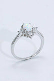 Platinum-Plated Opal and Zircon Ring - Trendsi - Flyclothing LLC
