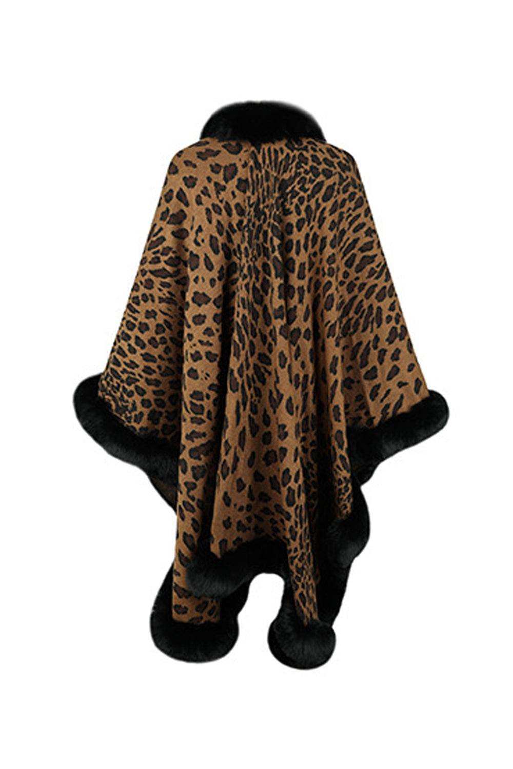 Leopard Open Front Poncho - Trendsi - Flyclothing LLC