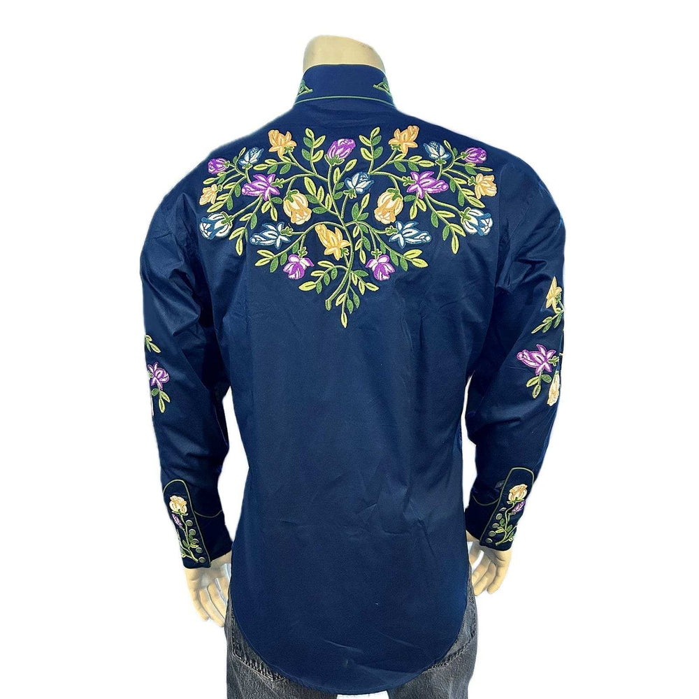 Rockmount Clothing Men's Vintage Navy Floral Embroidered Western Shirt - Rockmount Clothing - Flyclothing LLC