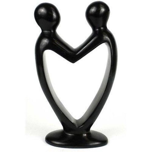 Handcrafted Soapstone Lover's Heart Sculpture in Black - Smolart - Flyclothing LLC