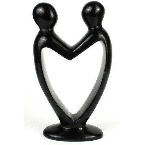 Handcrafted Soapstone Lover's Heart Sculpture in Black - Smolart - Smolart - Flyclothing LLC