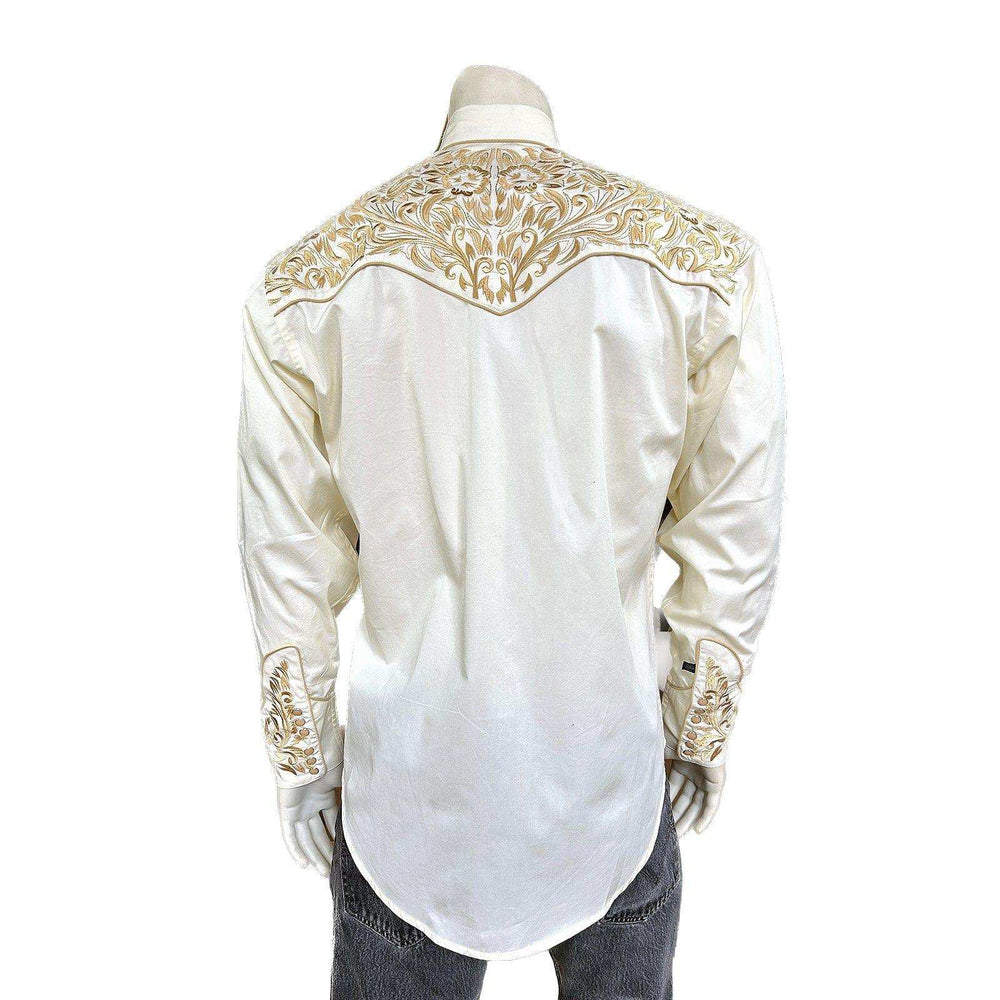 Rockmount Clothing Men's Vintage Ivory with Gold Tooling Embroidery Shirt - Rockmount Clothing - Flyclothing LLC