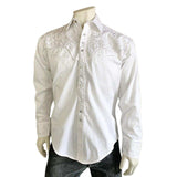 Men's Vintage Tooling Embroidered White-on-White Western Shirt - Rockmount Clothing - Flyclothing LLC