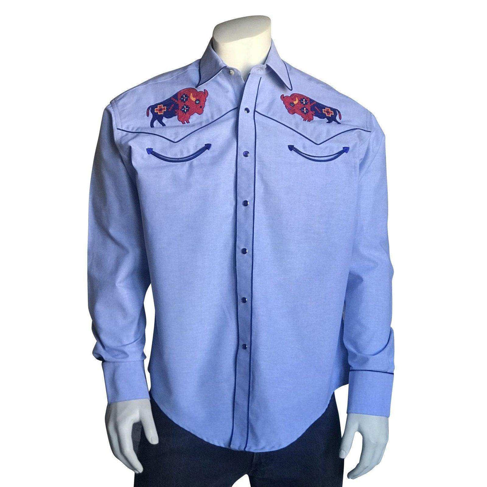 Rockmount Ranch Wear Mens American Bison Chambray Western Shirt - Rockmount Clothing - Flyclothing LLC