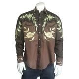 Men's Floral 2-Tone Brown & Tan Embroidered Western Shirt - Rockmount Clothing - Flyclothing LLC