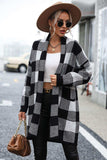 Plaid Dropped Shoulder Cardigan with Pocket - Trendsi - Flyclothing LLC