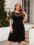 Plus Size Ruched Round Neck Short Sleeve Dress - Trendsi - Flyclothing LLC