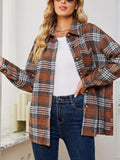 Plaid Collared Shirt Jacket - Trendsi - Flyclothing LLC