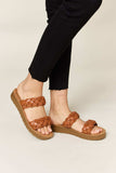 WILD DIVA Woven Dual Band Platform Sandals - Trendsi - Flyclothing LLC