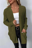 Rib-Knit Open Front Pocketed Cardigan - Trendsi - Flyclothing LLC