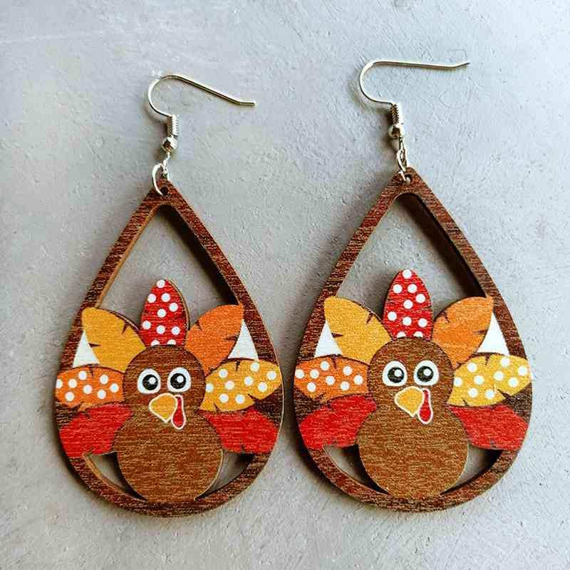 Thanksgiving Turkey Drop Earrings - Trendsi - Flyclothing LLC