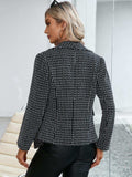 Plaid Double Breasted Long Sleeve Jacket - Trendsi - Flyclothing LLC