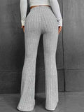 Ribbed High Waist Bootcut Pants - Trendsi - Flyclothing LLC