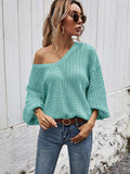 V-Neck Dropped Shoulder Sweater - Trendsi - Flyclothing LLC