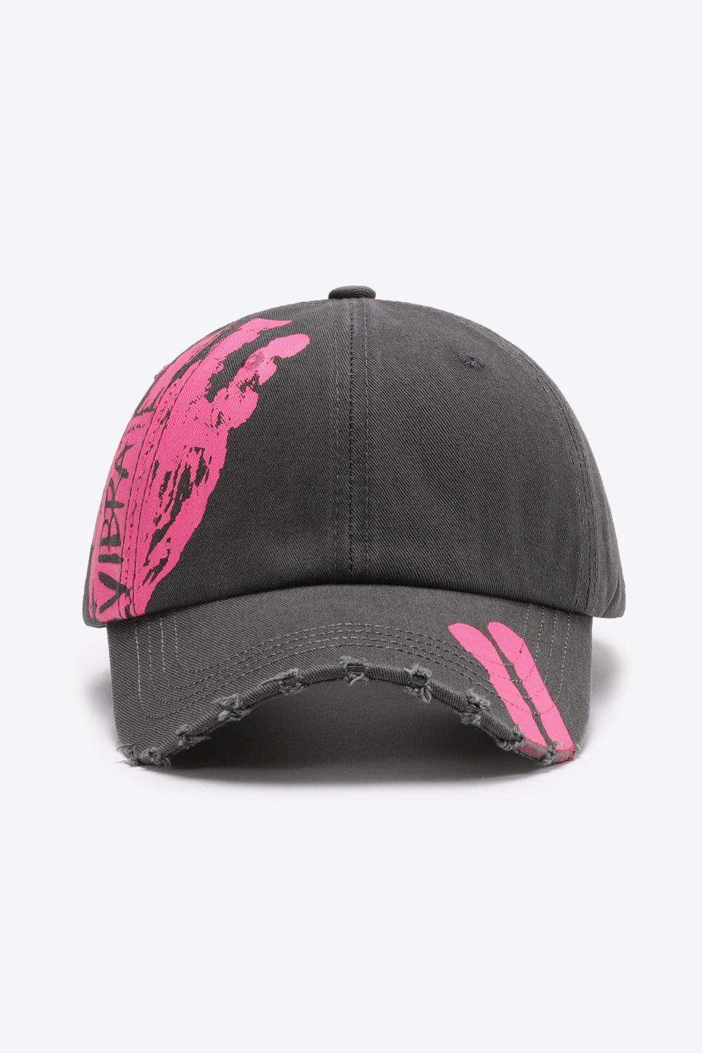 VIBRA Graphic Distressed Adjustable Baseball Cap - Trendsi - Flyclothing LLC