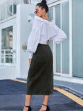 Button Down Denim Skirt - Trendsi - Flyclothing LLC